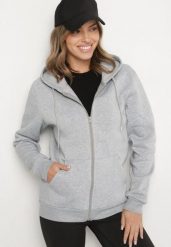 Szara Rozpinana Bluza z Kapturem Typu Oversize Diosa. Szare bluzy damskie Born2be, na jesień, l, bez wzorów, z jeansu, z kapturem. Za 59.99 zł.