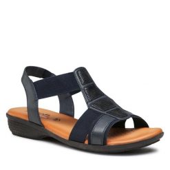 Sandały Go Soft. Niebieskie sandały damskie GO SOFT, bez wzorów, bez obcasa, na płaskiej podeszwie, bez zapięcia. Za 117.99 zł.