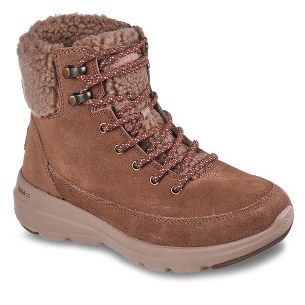 Trzewiki Skechers. Brązowe botki damskie Skechers, bez obcasa, na płaskiej podeszwie, bez zapięcia. Za 359.99 zł.