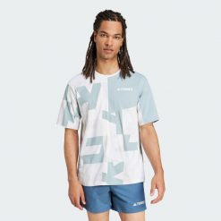 Koszulka Terrex Multi Climacool Printed. Białe koszulki sportowe męskie Adidas, s, bez wzorów, bez kołnierzyka, bez ramiączek, trekkingowe, climacool (adidas). W wyprzedaży za 132.00 zł.