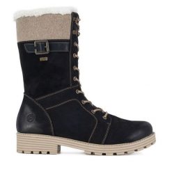 Kozaki Remonte. Czarne kozaki damskie Remonte, bez obcasa, na płaskiej podeszwie. Za 423.00 zł.