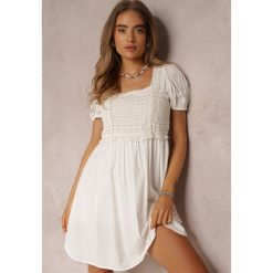 Biała Sukienka Bawełniana Xysnea. Białe sukienki dla dziewczynek Renee, bez wzorów, z bawełny, bez ramiączek, krótkie. Za 74.99 zł.