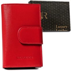 Portfel skórzany Rovicky czerwony R-RD-40-GCL Red. Czerwone portfele damskie ROVICKY, bez wzorów. Za 85.99 zł.