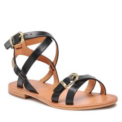 Sandały Les Tropeziennes. Czarne klapki damskie Les Tropeziennes, bez wzorów, bez obcasa, na płaskiej podeszwie, bez zapięcia. Za 239.99 zł.