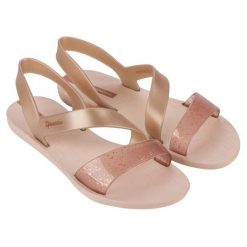 Buty do chodzenia damskie Ipanema Vibe. Brązowe klapki damskie Ipanema, bez wzorów, z materiału, bez obcasa. Za 169.00 zł.