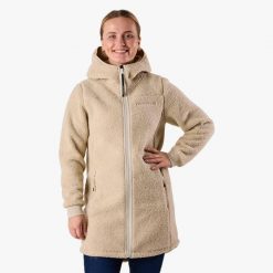 Bluza polarowa turystyka damska Swedemount Lofoten Pile Coat wodoodporna. Brązowe bluzy damskie SWEDEMOUNT, bez wzorów, z polaru, bez kaptura, narciarskie. Za 297.00 zł.