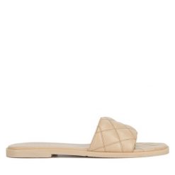 Klapki Badura. Brązowe klapki damskie Badura, bez wzorów, bez obcasa. Za 125.99 zł.