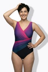 Damski Kostium kąpielowy cieniowanie miękkie miseczki. Niebieskie kostiumy jednoczęściowe damskie Ulla Popken, plus size, bez wzorów, z elastanu, plus size, do pływania. Za 223.99 zł.