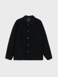 Rozpinana bluza z kołnierzem - czarny. Czarne bluzy męskie Sinsay, l, bez wzorów, bez kaptura. Za 89.99 zł.