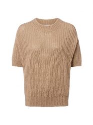 Marie Lund sweter z dzianiny Marie Lund z mieszanki wełny Kobiety beżowy, XL/XXL. Brązowe swetry damskie Marie Lund, na wiosnę, xl, bez wzorów, z dzianiny, bez kołnierzyka, bez ramiączek, krótkie, bez kaptura. Za 279.95 zł.
