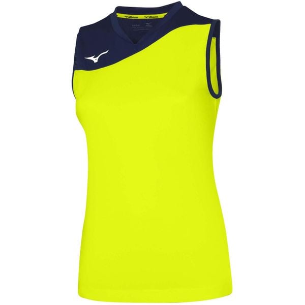 Koszulka damska Mizuno Authentic Myou. Niebieskie koszulki sportowe damskie Mizuno, xs, bez wzorów, z poliesteru, bez kołnierzyka, bez ramiączek, na fitness i siłownię. Za 134.00 zł.