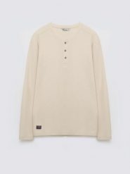 Bluzka męska z długim rękawem kremowa Merrts 103. Białe bluzki z długim rękawem męskie Big Star, l, bez wzorów, z dzianiny, biznesowe, bez kołnierzyka. Za 159.99 zł.