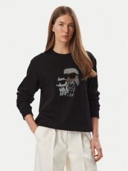 KARL LAGERFELD Bluza B4W20063 Czarny Regular Fit. Czarne bluzy damskie KARL LAGERFELD, s, bez wzorów, z bawełny, bez kaptura. Za 849.99 zł.