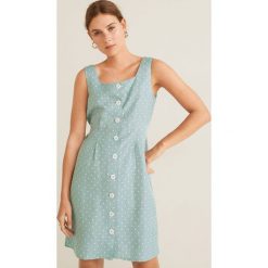Mango - Sukienka Agnes. Niebieskie sukienki damskie Mango, na co dzień, l, bez wzorów, ze lnu, casualowe, bez kołnierzyka, bez ramiączek, proste. Za 139.90 zł.