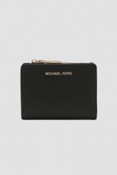 MICHAEL KORS Czarny portfel skórzany. Czarne portfele damskie Michael Kors, bez wzorów, ze skóry. W wyprzedaży za 559.99 zł.