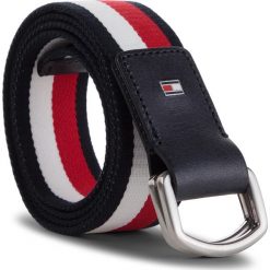 Pasek Męski TOMMY HILFIGER - D-Ring Webbing Belt AM0AM04063 901. Czarne paski damskie Tommy Hilfiger, w paski, z materiału. Za 179.00 zł.
