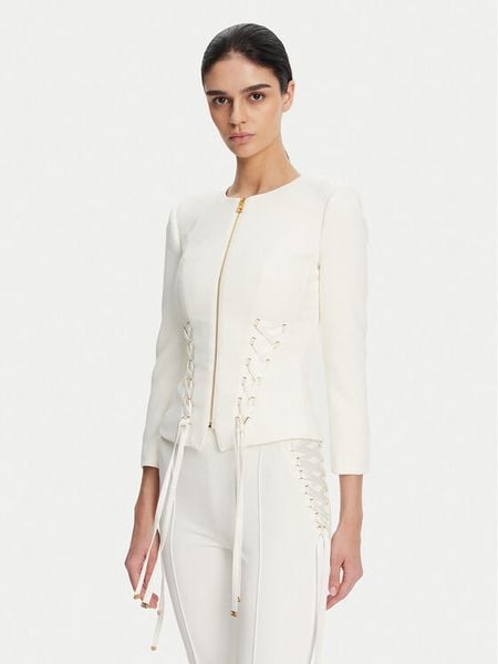 Elisabetta Franchi Marynarka GI-135-51E2 Biały Regular Fit. Białe żakiety damskie Elisabetta Franchi, bez wzorów, z syntetyku. Za 1,149.00 zł.