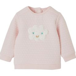 Bluza w kolorze jasnoróżowym. Czerwone bluzy dla niemowląt Vertbaudet Girls, z aplikacjami, bez ramiączek, bez kaptura. W wyprzedaży za 35.95 zł.