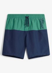 Szorty kąpielowe z blokami kolorów. Czerwone kąpielówki męskie bonprix, m, bez wzorów. Za 54.99 zł.