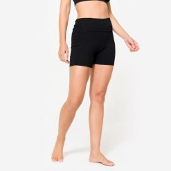 Spodenki do jogi damskie Kimjaly. Czarne szorty sportowe damskie KIMJALY, m, bez wzorów, z bawełny, sportowe, na jogę i pilates. Za 49.99 zł.