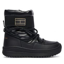 Śniegowce Tommy Hilfiger. Czarne śniegowce dziewczęce Tommy Hilfiger, bez zapięcia. Za 489.99 zł.
