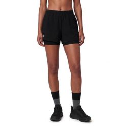 Damskie krótkie spodenki do biegania w terenie 2 w 1 Trekking Siroko Araroa-W B. Czarne szorty sportowe damskie SIROKO, xs, bez wzorów, z materiału, do biegania. Za 211.00 zł.