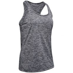 Koszulka treningowa damska Under Armour Top UA Tech Tank. Szare koszulki sportowe damskie Under Armour, bez wzorów, z poliesteru, bez kołnierzyka, bez ramiączek. Za 79.99 zł.