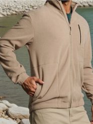 Bluza polarowa z kieszeniami - brązowy. Brązowe bluzy męskie Sinsay, l, bez wzorów, z polaru, bez kaptura. Za 59.99 zł.