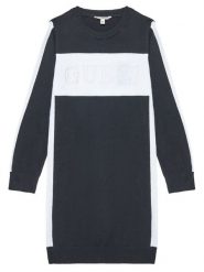 Guess Sukienka dzianinowa J5YK01 Z3GW0 Czarny Regular Fit. Czarne sukienki dla dziewczynek Guess, z aplikacjami, z bawełny, bez ramiączek. Za 189.99 zł.