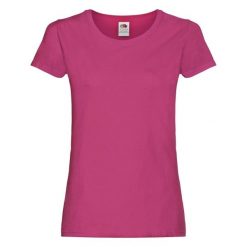 Oryginalna Koszulka Damska. Czerwone koszulki sportowe damskie Fruit of the Loom, xl, bez wzorów, sportowe, bez kołnierzyka. Za 27.99 zł.