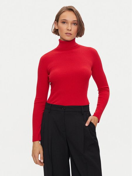 Kontatto Golf 3M0117 Czerwony Slim Fit. Czerwone swetry damskie Kontatto, m, bez wzorów, z syntetyku, bez kołnierzyka, bez ramiączek, bez kaptura. Za 169.99 zł.