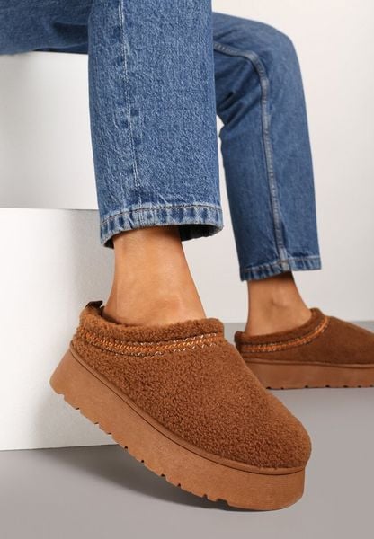 Brązowe Śniegowce na Platformie Ozdobione Haftem i Niską Cholewką Zinnicira. Brązowe śniegowce i trapery damskie Renee, z jeansu, przed kostkę. Za 69.99 zł.