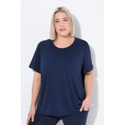 Damskie Koszulka funkcyjna SPF 50+ okrągły dekolt krótki rękaw z recyklingu. Niebieskie koszulki sportowe damskie Ulla Popken, plus size, bez wzorów, z elastanu, sportowe, bez kołnierzyka. Za 199.99 zł.