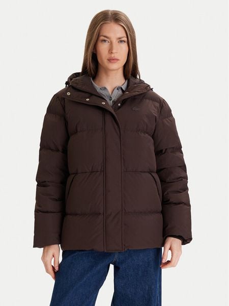 Lacoste Kurtka zimowa BF2608 Brązowy Regular Fit. Brązowe kurtki damskie Lacoste, na zimę, bez wzorów, z syntetyku, bez kaptura. Za 2,529.00 zł.