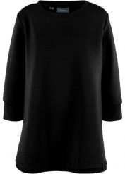 Długa bluza dresowa z wiskozą. Czarne bluzy damskie bonprix, bez wzorów, z dresówki, bez kaptura. Za 117.99 zł.