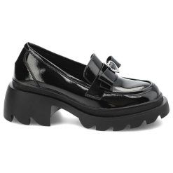 Czarne Mokasyny S.Barski Stylowe Wsuwane Obuwie Damskie Z Kokardką. Czarne mokasyny damskie S.BARSKI, bez wzorów, z jeansu, eleganckie, bez obcasa, bez zapięcia. Za 299.00 zł.
