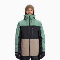 Kurtka snowboardowa męska Quiksilver Sycamore Block 20K. Brązowe kurtki snowboardowe męskie Quiksilver, l, bez wzorów, z materiału, długie, bez kaptura, snowboardowy. Za 828.00 zł.