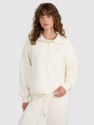 4F Bluza dresowa nierozpinana bez kaptura damska - beżowa XS. Brązowe bluzy sportowe damskie 4f, xl, bez wzorów, z bawełny, bez kaptura. W wyprzedaży za 149.99 zł.