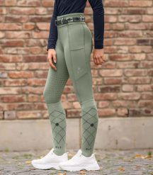 Dziewczęce legginsy jeździeckie z pełną przyczepnością ELT Ella. Brązowe legginsy dla dziewczynek ELT, bez wzorów, z elastanu. Za 257.50 zł.