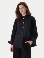 KARL LAGERFELD Koszula B1W11012 Czarny Regular Fit. Czarne bluzki damskie KARL LAGERFELD, bez wzorów, z bawełny, biznesowe, bez kołnierzyka, bez ramiączek. Za 849.99 zł.