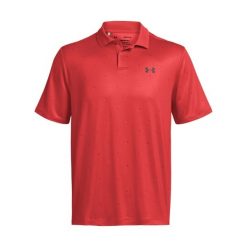 Koszulka polo z nadrukiem Under Armour Perf 3.0. Czerwone koszulki polo męskie Under Armour, m, bez wzorów, sportowe, bez ramiączek. Za 312.50 zł.