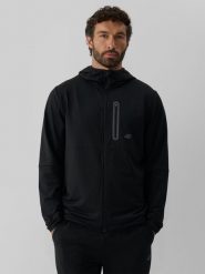 4F Bluza trekkingowa regular z kapturem męska - czarna S. Czarne bluzy męskie 4f, m, bez wzorów, z materiału, z kapturem. Za 199.99 zł.
