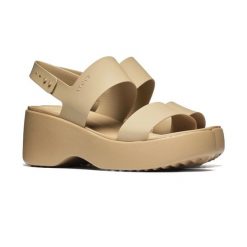 Damskie sandały Crocs Brooklyn Sky Sandal 212250-2NB. Brązowe sandały damskie Crocs, bez wzorów, z materiału, bez obcasa, bez zapięcia. Za 220.40 zł.