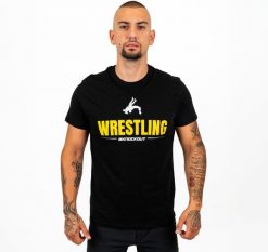 Knockout wrestling Koszulka. Czarne koszulki sportowe męskie KNOCKOUT, l, bez wzorów, z bawełny, bez kołnierzyka, bez ramiączek, na fitness i siłownię. Za 129.95 zł.