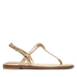 Sandały Guess. Żółte sandały damskie Guess, z aplikacjami, bez obcasa, na płaskiej podeszwie, bez zapięcia. Za 309.99 zł.