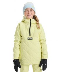 Kurtka do sportów zimowych techniczna dla Dziewczynki RADIANT LINES OVERHEAD 10K. Żółte kurtki i płaszcze dla dziewczynek Roxy, bez wzorów, z materiału, bez kaptura. Za 739.99 zł.
