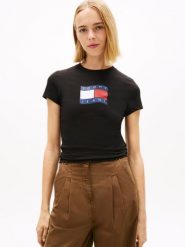 Tommy Jeans Koszulka Kobiety Bawełna (100%) czarny, L. Czarne koszulki sportowe damskie Tommy Jeans, l, bez wzorów, z bawełny, bez kołnierzyka, bez ramiączek. Za 89.95 zł.