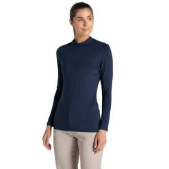 Koszulka Golfowa Z Długim Rękawem Dla Kobiet Nosilife Mock Neck. Niebieskie koszulki sportowe damskie Craghoppers, s, bez wzorów, z elastanu, bez kołnierzyka, bez ramiączek, na fitness i siłownię. Za 262.99 zł.
