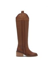 Gino Rossi Kozaki DORA-110383 Brązowy. Brązowe kozaki damskie Gino Rossi, ze skóry, bez obcasa, na słupku. Za 579.99 zł.