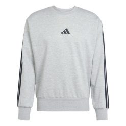 Bluza adidas Essentials 3-Stripes Fleece. Szare bluzy sportowe męskie Adidas, xl, bez wzorów, z polaru, bez kaptura, na fitness i siłownię. Za 213.00 zł.